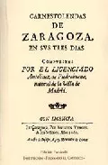 Portada del Libro Carnestolendas De Zaragoza En Svs Tres Dias (Ed. Facs.) de Antolinez De Piedrabuena - 9788478207886