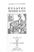 Portada del Libro Ensayos Sindicales de Antonio Chozas Bermudez - 9788496198173