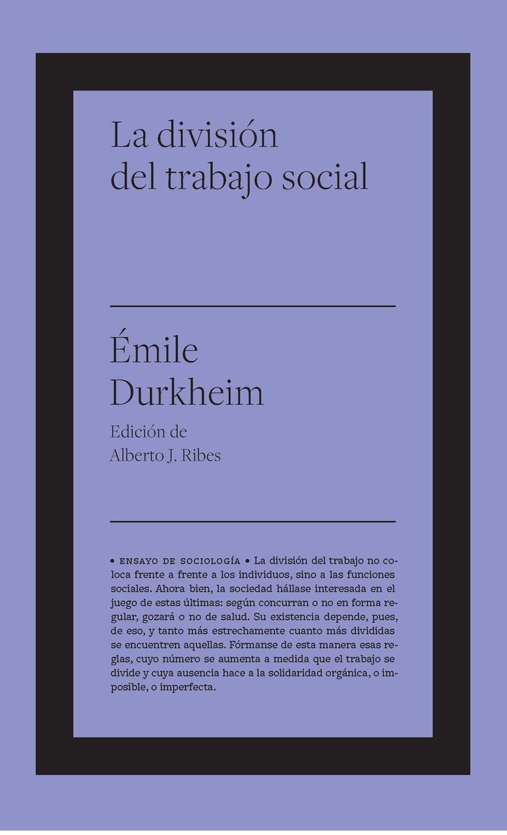 Portada del Libro La Division Del Trabajo Social de Emile Durkheim - 9788417893699