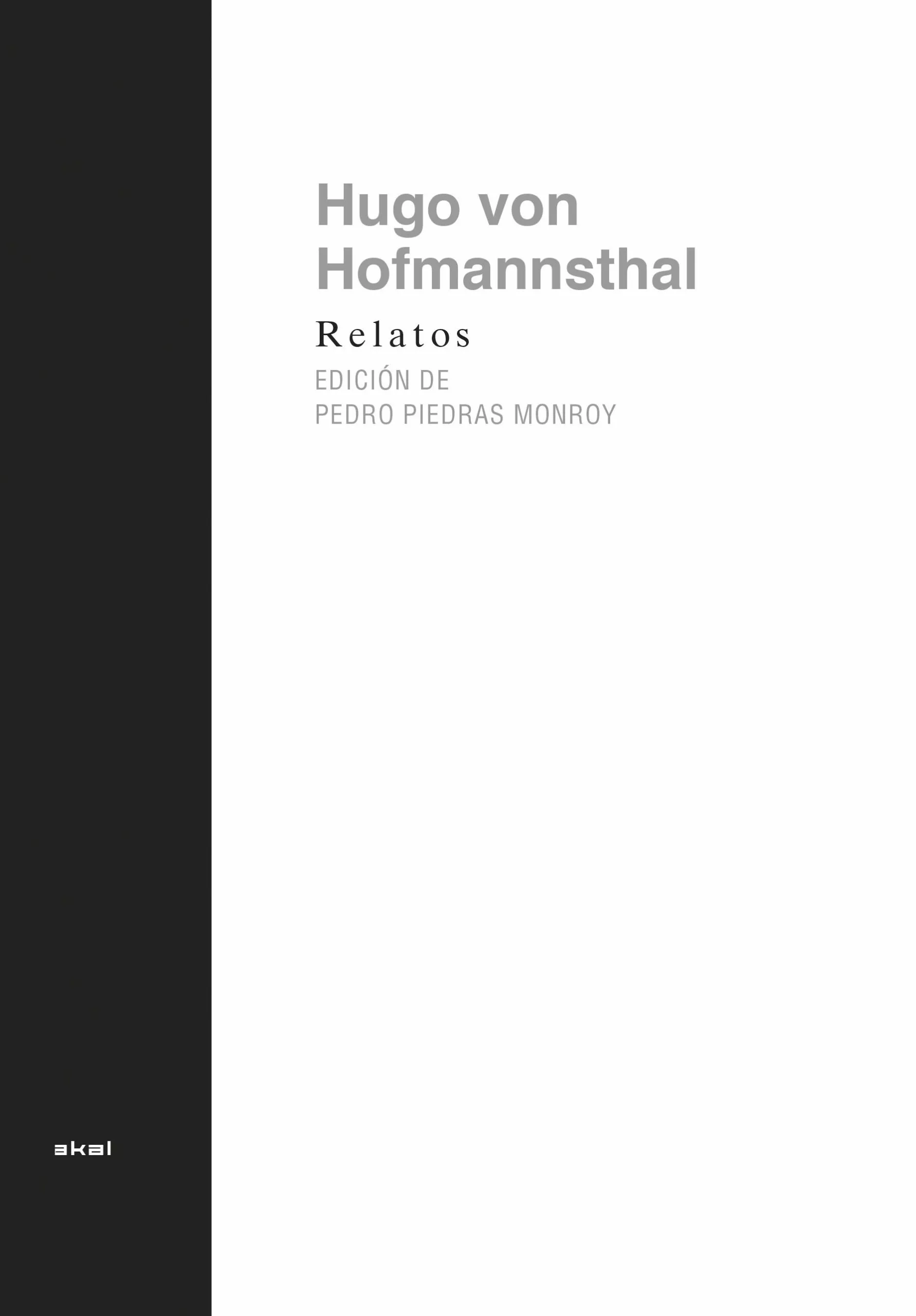Portada del Libro Relatos De Hofmannsthal de Hugo Von Hofmannsthal - 9788446048015