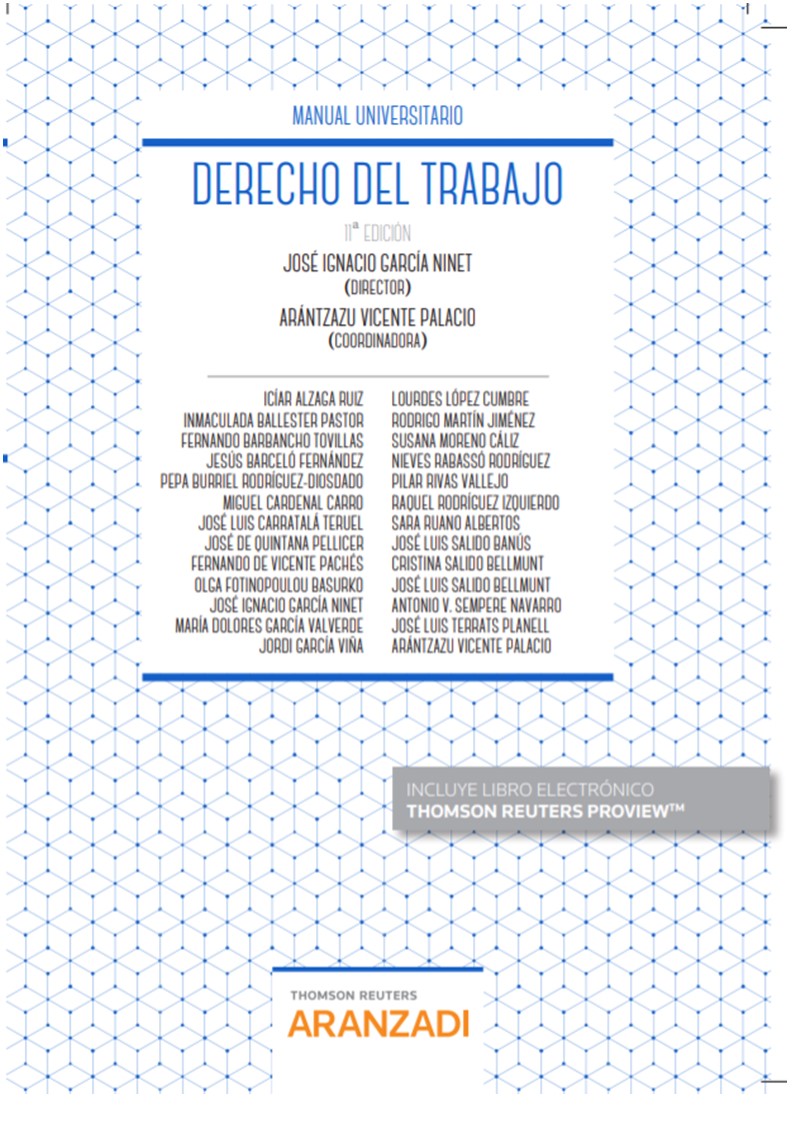 Portada del Libro Derecho Del Trabajo (11ª Ed.) de Jose Ignacio Garcia Ninet - 9788413084855