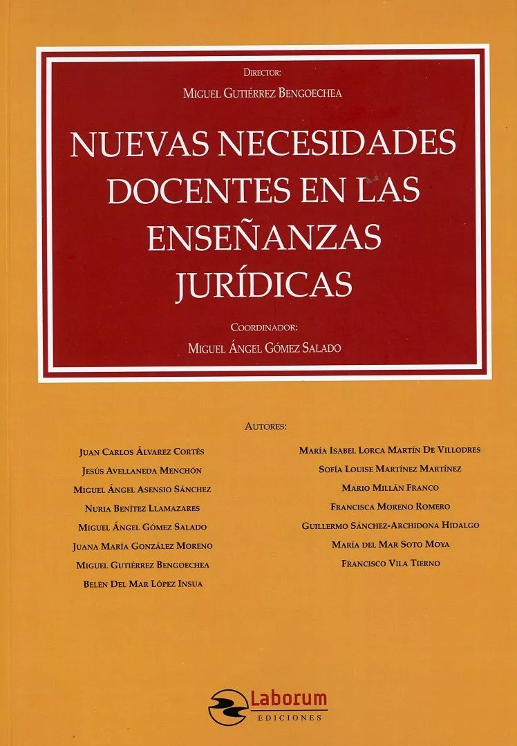 Portada del Libro Nuevas Necesidades Docentes En Las Enseñanzas Jurídicas de Juan Carlos Alvarez Cortes - 9788417789244