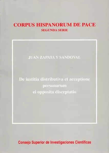 Portada del Libro Corpus Hispanorum De Pace: Segunda Serie: De Iustitia Distributiv A Et de Juan Zapata Y Sandoval - 9788400082543