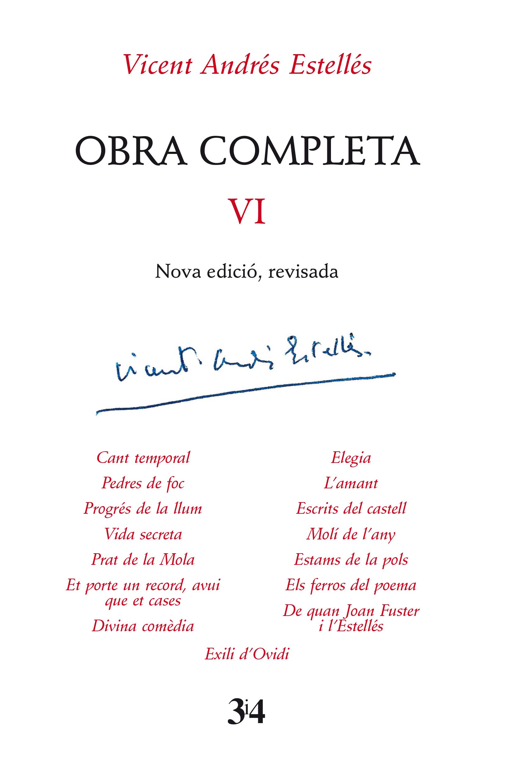 Portada del Libro Obra Completa Vi de Vicent Andres Estelles - 9788417469184