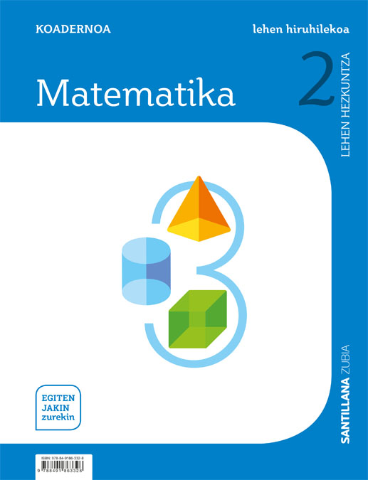 Portada del Libro 2-1Leh Koadernoa Matematika 2º Primaria Saber Hacer Contigo de Vv.Aa. - 9788491863328