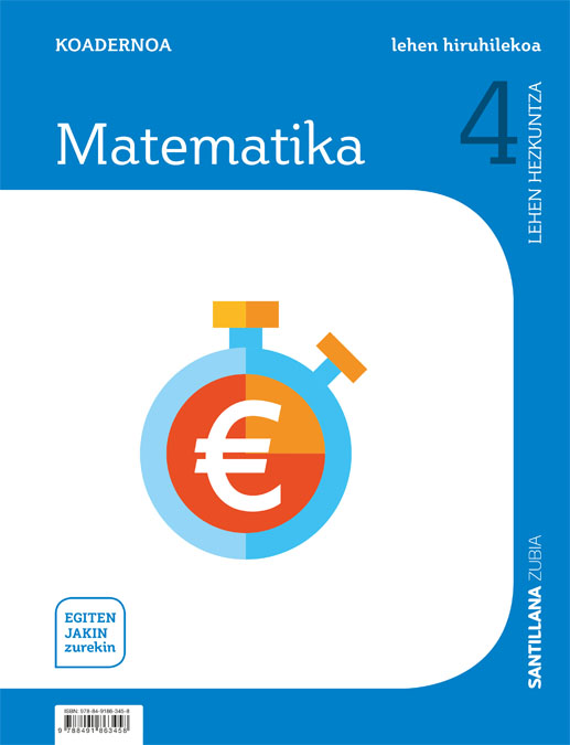 Portada del Libro 4-1Leh Koadernoa Matematika 4º Primaria Saber Hacer Contigo de Vv.Aa. - 9788491863458