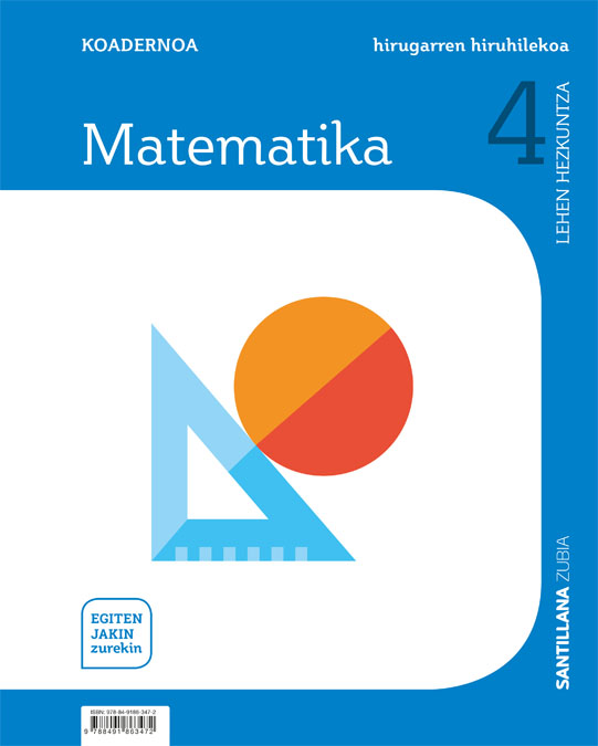 Portada del Libro 4-3Leh Koadernoa Matematika 4º Primaria Saber Hacer Contigo de Vv.Aa. - 9788491863472
