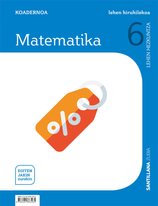 Portada del Libro 6-1Leh Koadernoa Matematika 6º Primaria Saber Hacer Contigo de Vv.Aa. - 9788491863465