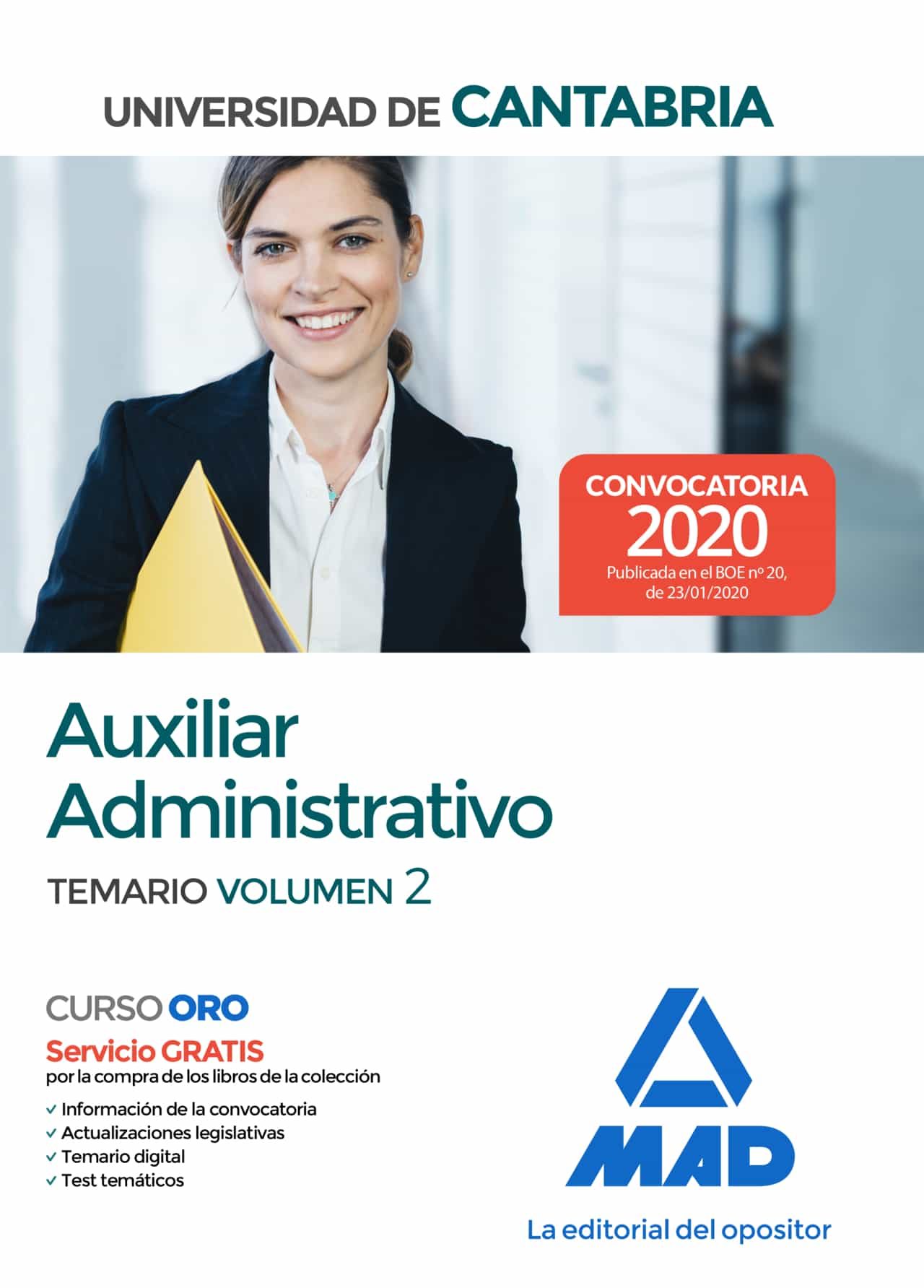 Portada del Libro Auxiliar Administrativo De La Universidad De Cantabria. Temario (Vol. de Vv.Aa. - 9788414235546