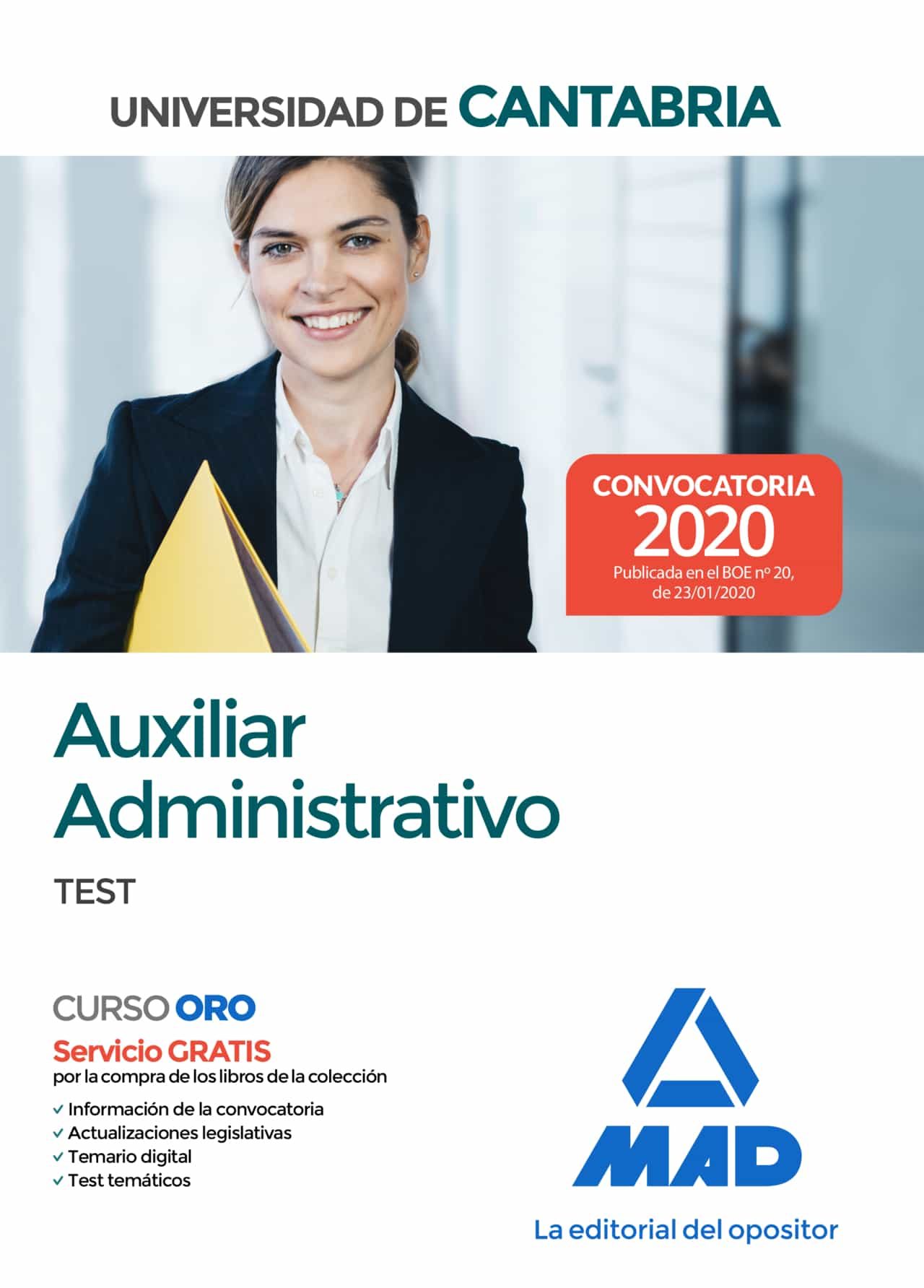 Portada del Libro Auxiliar Administrativo De La Universidad De Cantabria. Test de Vv.Aa. - 9788414236369