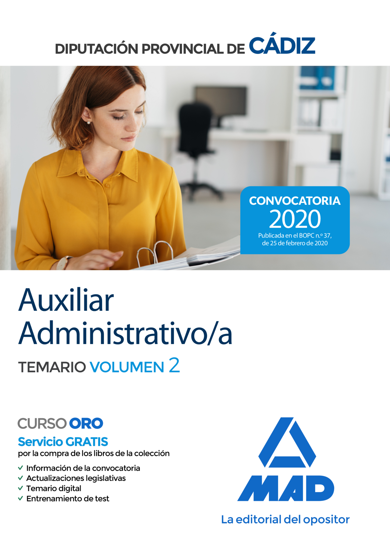 Portada del Libro Auxiliar Administrativo/A De La Diputación Provincial De Cadiz: Temari de Vv.Aa. - 9788414236277