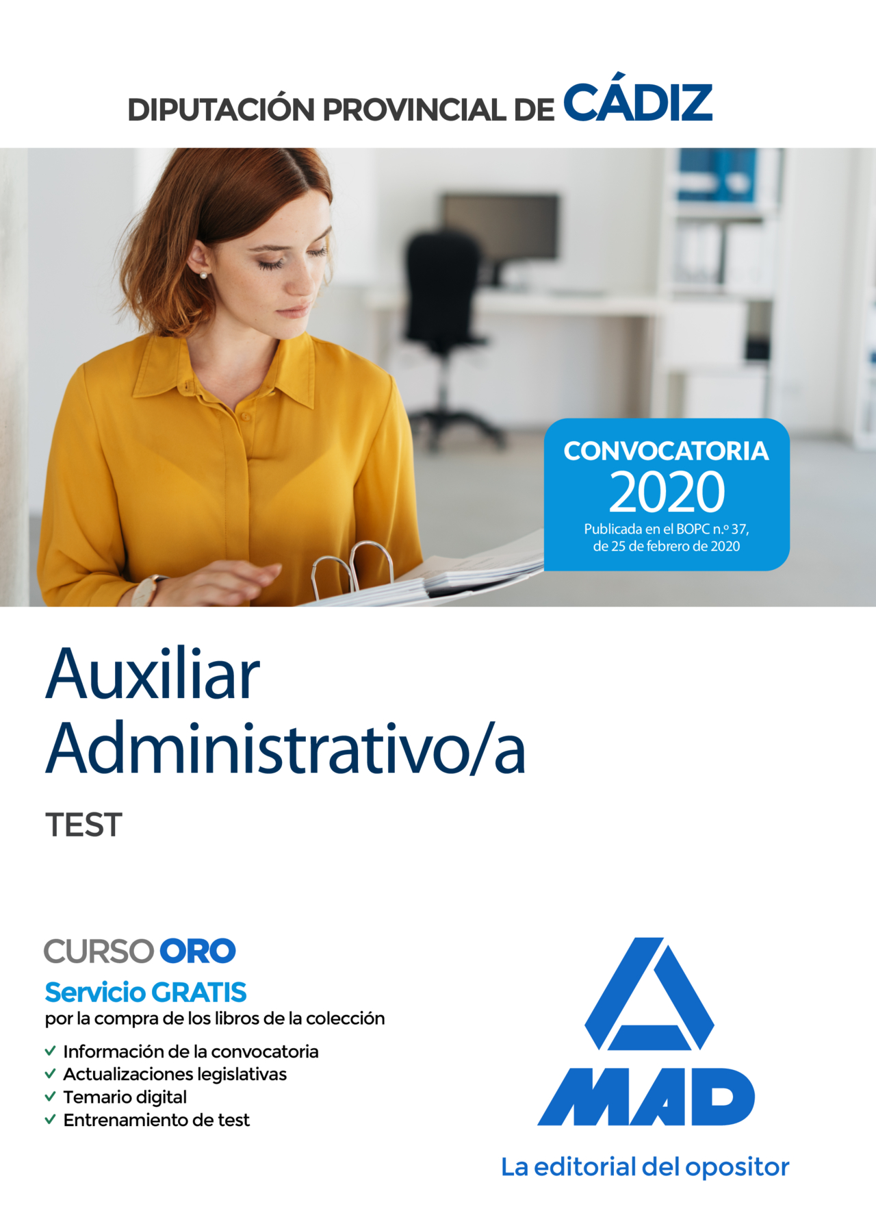 Portada del Libro Auxiliar Administrativo/A De La Diputación Provincial De Cadiz : Test de Vv.Aa. - 9788414236680