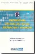 Portada del Libro Codigo Profesional Familia Matrimonio Uniones De Hecho Separacion Y Di de Vv.Aa. - 9788483132340
