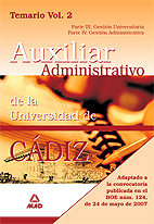Portada del Libro Escala Auxiliar Administrativa De La Universidad De Cadiz. Temari O (V de Vv.Aa. - 9788466575669