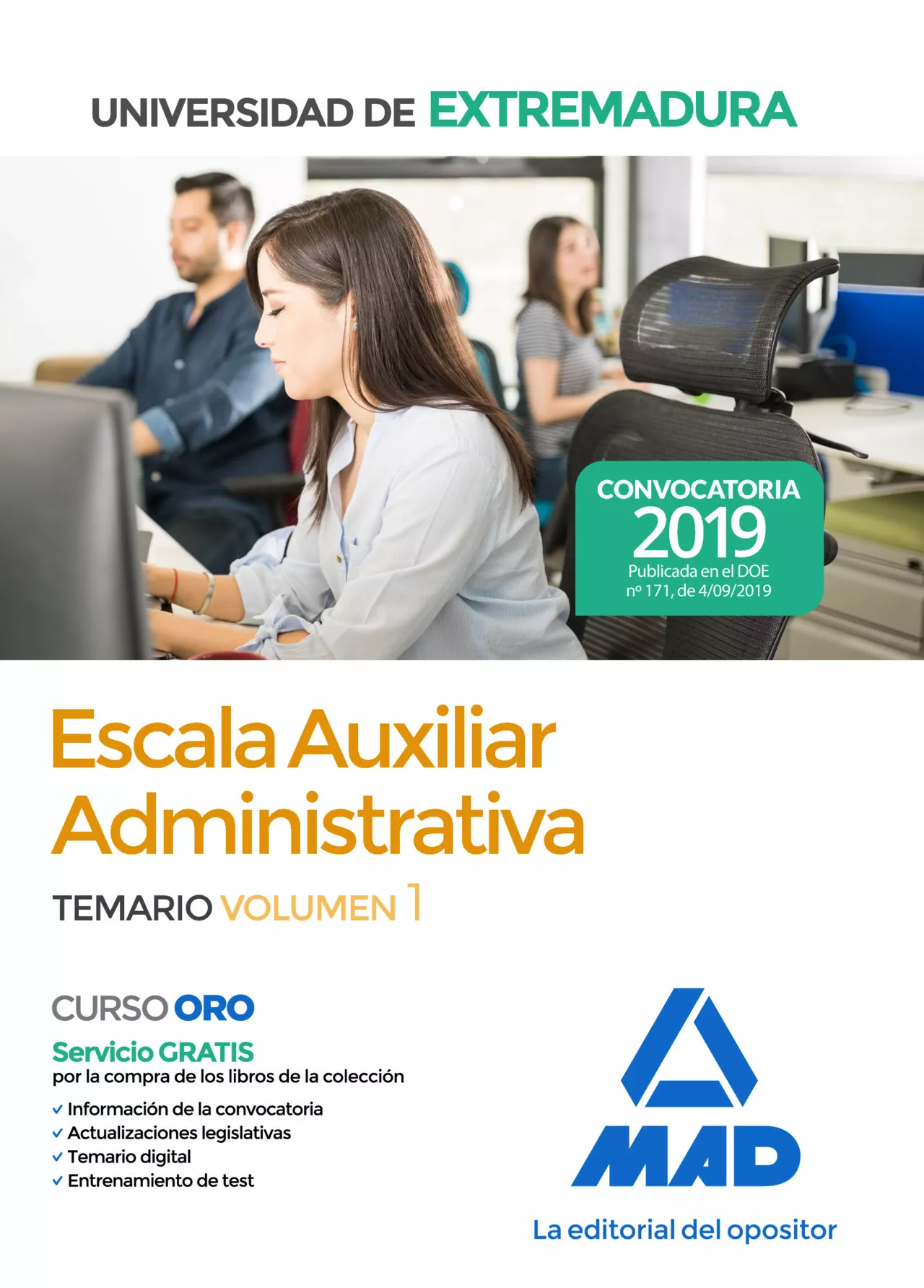 Portada del Libro Escala Auxiliar Administrativa De La Universidad De Extremadura Temari de Vv.Aa. - 9788414231548