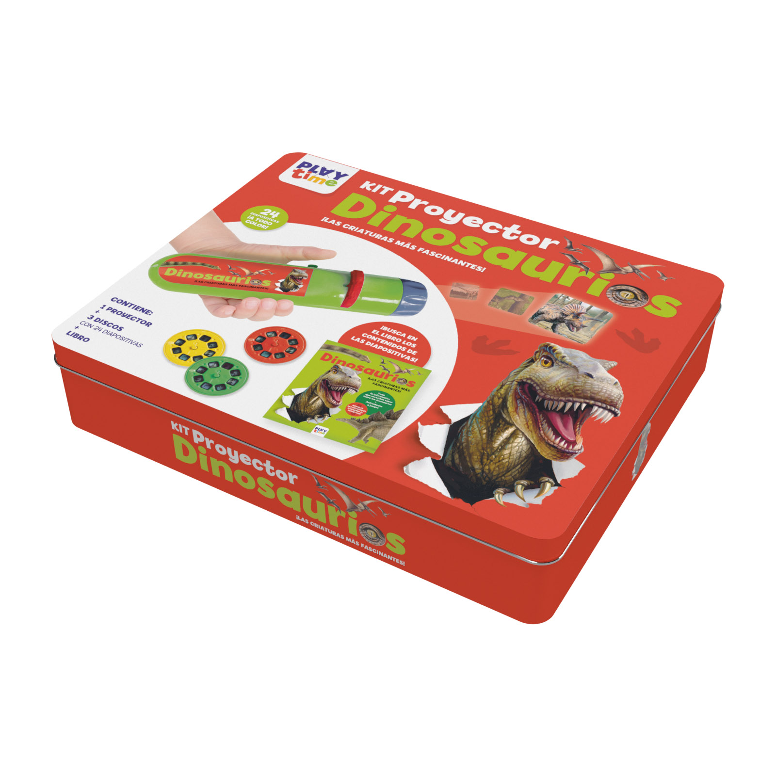 Portada del Libro Kit Proyector Dinosaurios (Caja Metalica) de Vv.Aa. - 9788418861123
