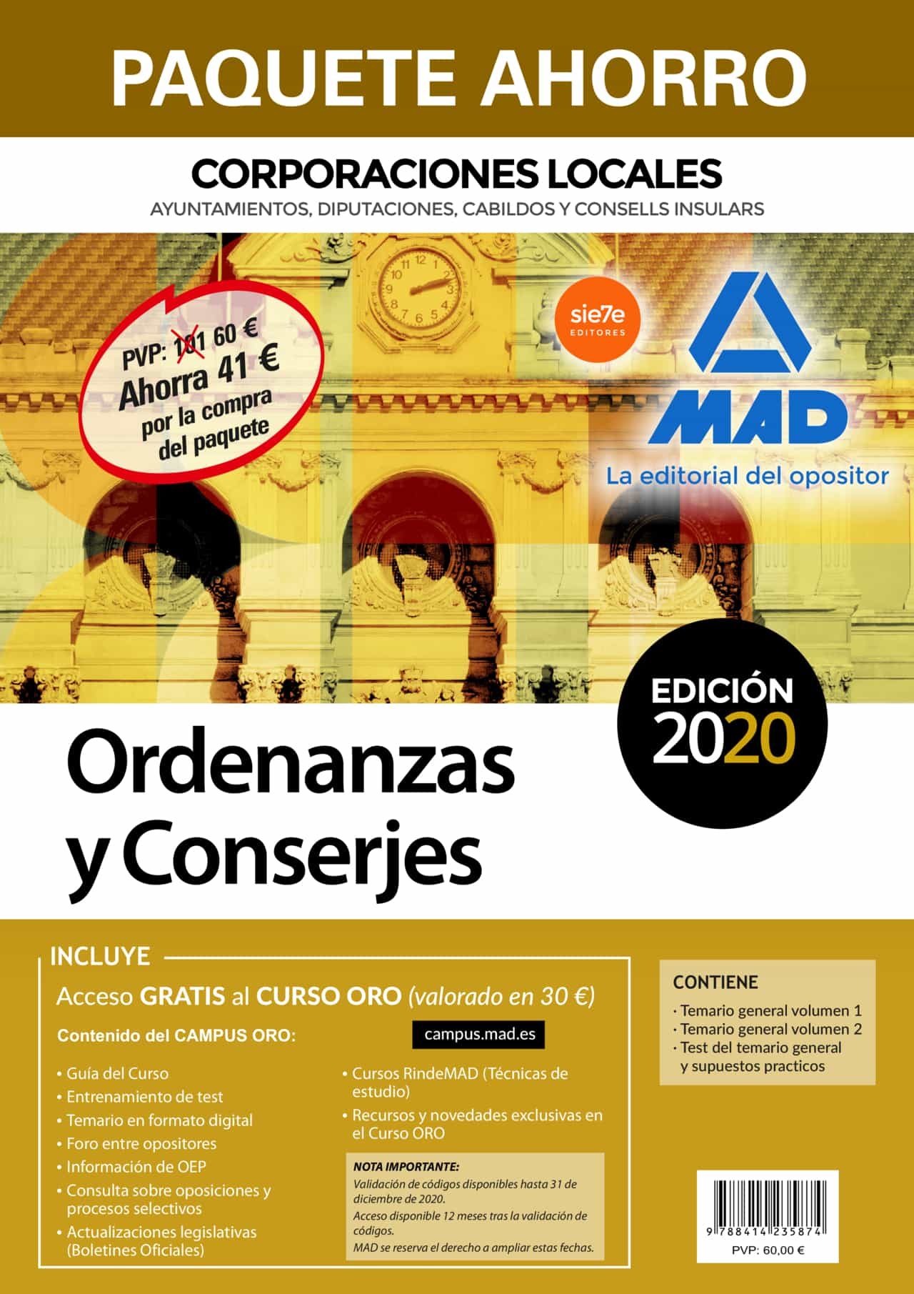 Portada del Libro Paquete Ahorro Ordenanzas Y Conserjes De Corporaciones Locales de Vv.Aa. - 9788414235874