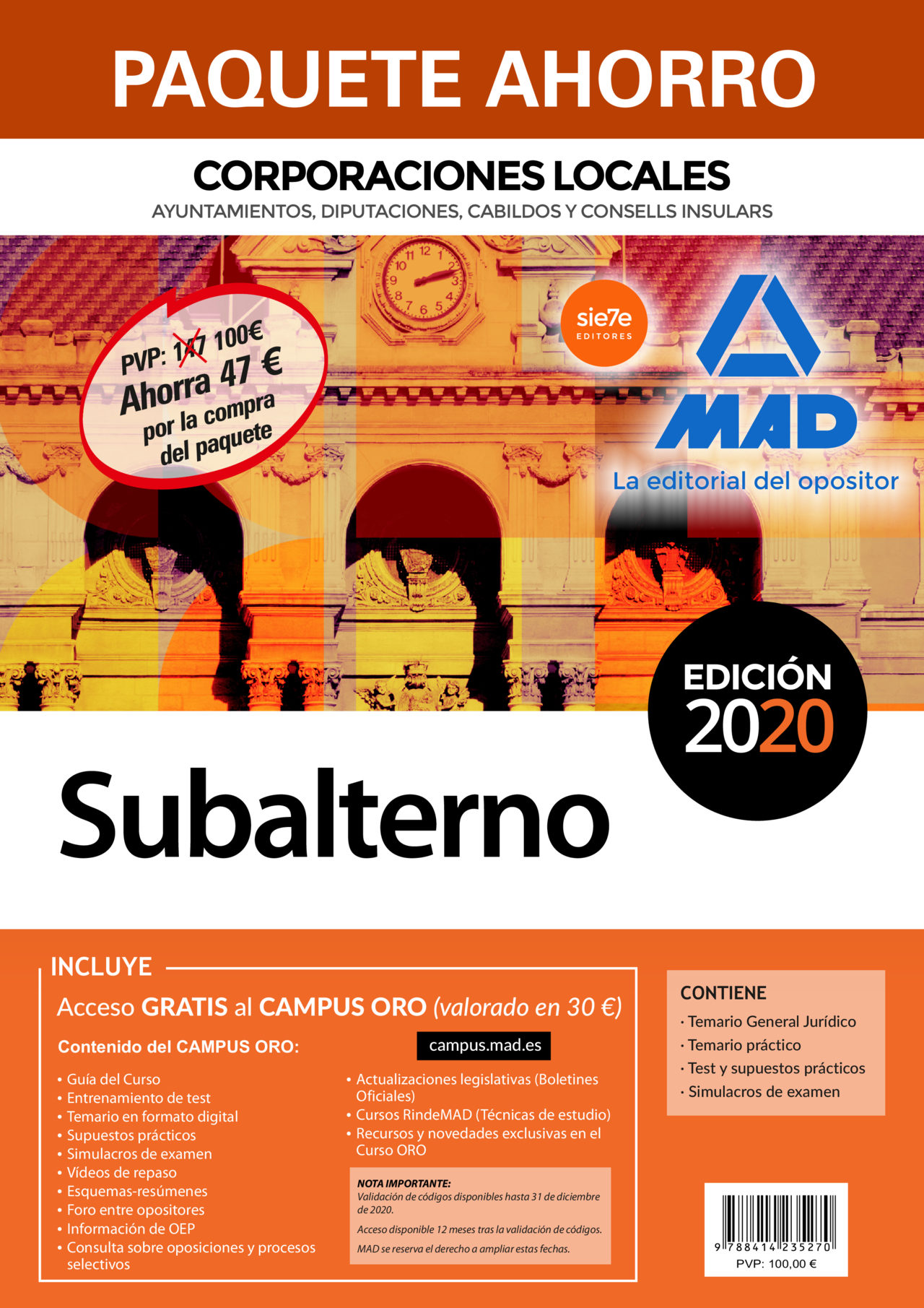 Portada del Libro Paquete Ahorro Subalterno De Corporaciones Locales de Vv.Aa. - 9788414235270