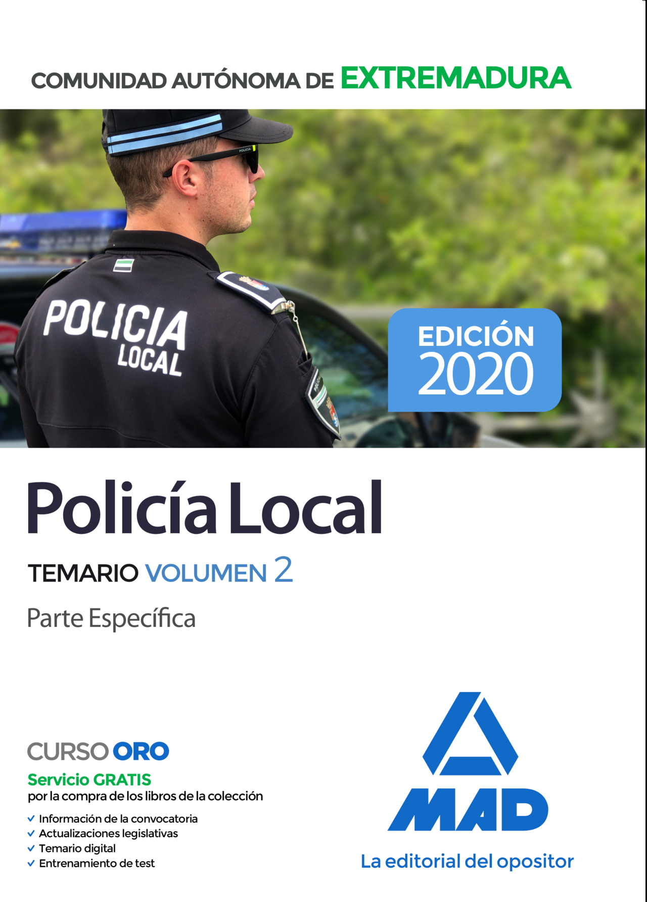 Portada del Libro Policía Local De Extremadura. Temario Volumen 2 Parte Específica de Vv.Aa. - 9788414237274