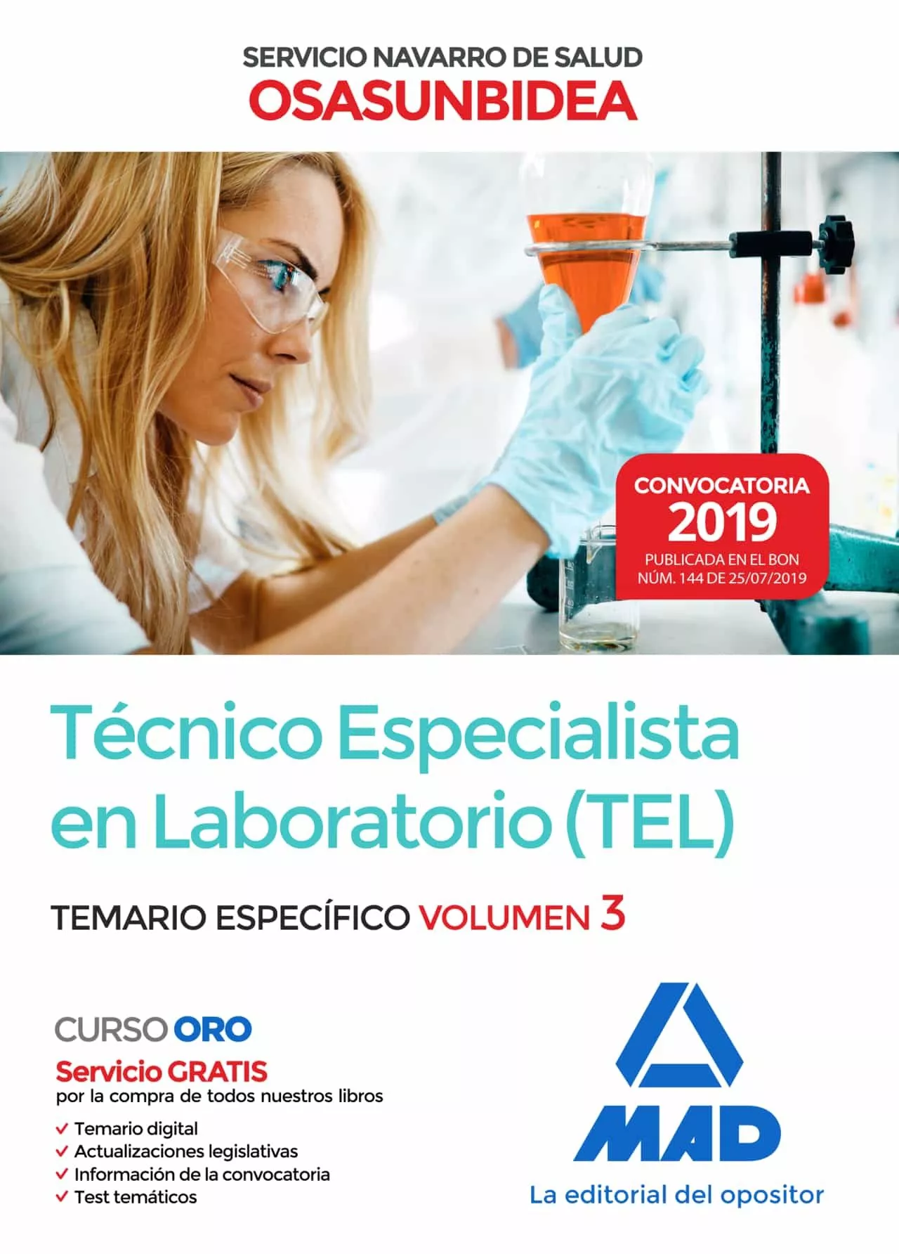 Portada Del Libro Técnico Especialista En Laboratorio (Tel) Del Servicio Navarro De Salu De Vv.aa. - 9788414231791