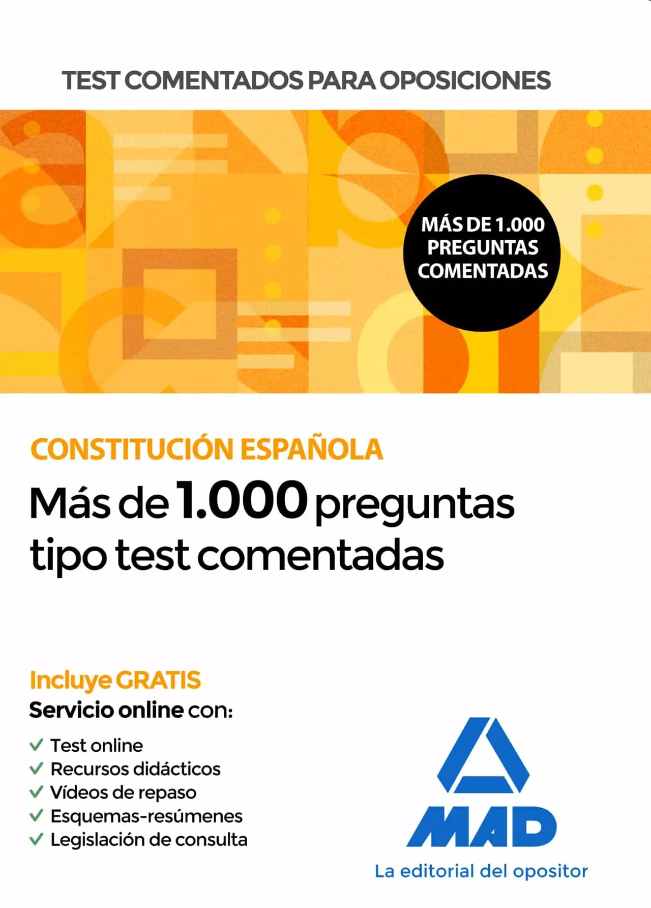 Portada del Libro Test Comentados Para Oposiciones De La Constitucion Española de Vv.Aa. - 9788414231760